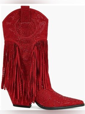AZALEA WANG red with the rhinestone and fringe size 6